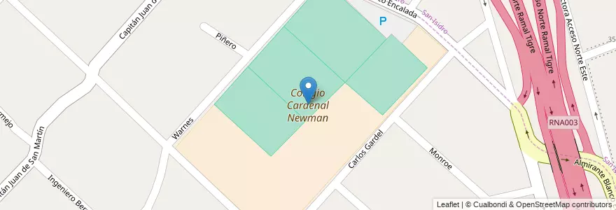 Mapa de ubicacion de Colegio Cardenal Newman en Argentinië, Buenos Aires, Partido De San Isidro, Boulogne Sur Mer.