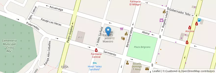 Mapa de ubicacion de Colegio Católico Jesús Maestro en Argentina, Jujuy, Departamento San Pedro, Municipio De San Pedro De Jujuy.