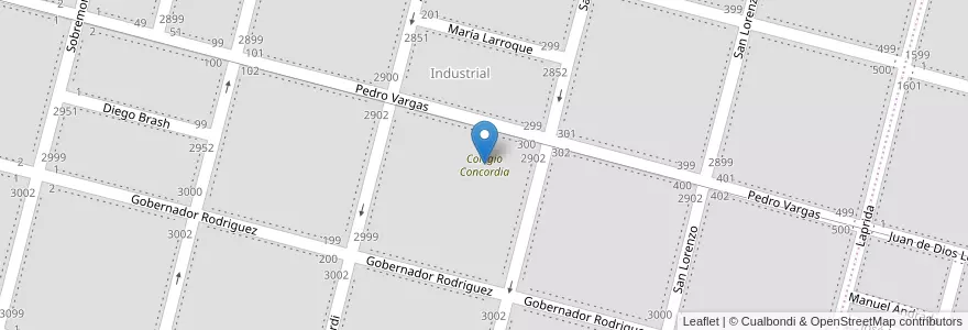 Mapa de ubicacion de Colegio Concordia en الأرجنتين, Córdoba, Departamento Río Cuarto, Pedanía Río Cuarto, Municipio De Río Cuarto, Río Cuarto.