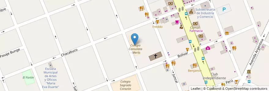 Mapa de ubicacion de Colegio Consolata - Merlo en Аргентина, Буэнос-Айрес, Partido De Merlo, Merlo.