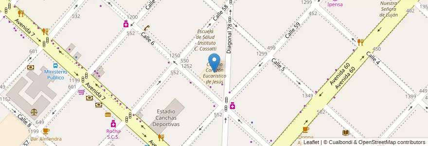 Mapa de ubicacion de Colegio Corazón Eucarístico de Jesús, Casco Urbano en 阿根廷, 布宜诺斯艾利斯省, Partido De La Plata, La Plata.