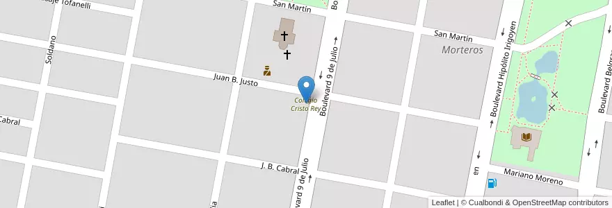 Mapa de ubicacion de Colegio Cristo Rey en Аргентина, Кордова, Departamento San Justo, Pedanía Libertad, Municipio De Morteros, Morteros.