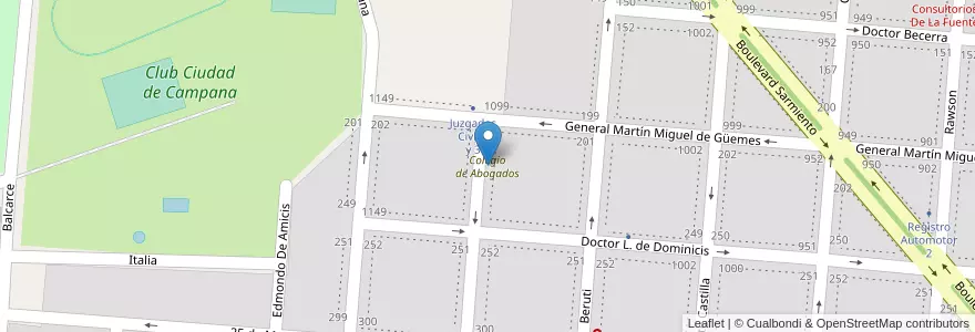 Mapa de ubicacion de Colegio de Abogados en Arjantin, Buenos Aires, Partido De Campana.