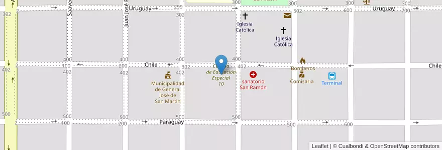 Mapa de ubicacion de Colegio de Educación Especial 10 en آرژانتین, Chaco, Departamento Libertador General San Martín, Municipio De General José De San Martín.