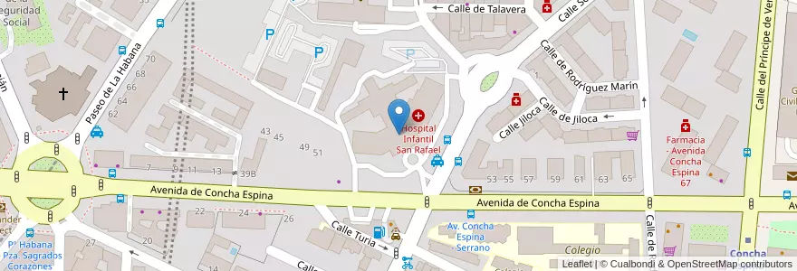 Mapa de ubicacion de Colegio de EE Hospital Infantil San Rafael en Espagne, Communauté De Madrid, Communauté De Madrid, Área Metropolitana De Madrid Y Corredor Del Henares, Madrid.