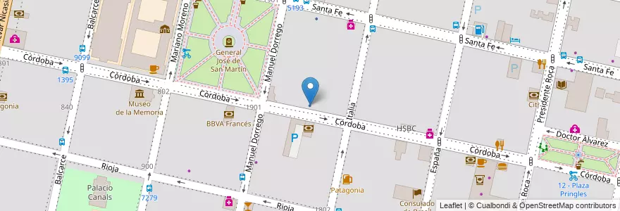 Mapa de ubicacion de Colegio de Escribanos de la Provincia de Santa Fe - 2da Circunscripción en アルゼンチン, サンタフェ州, Departamento Rosario, Municipio De Rosario, ロサリオ.