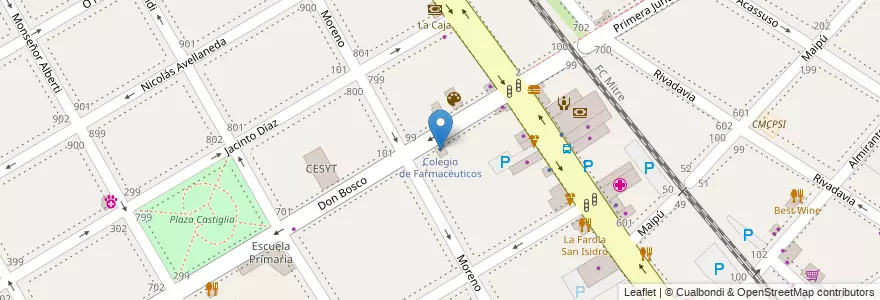 Mapa de ubicacion de Colegio de Farmacéuticos en 阿根廷, 布宜诺斯艾利斯省, Partido De San Isidro, San Isidro.