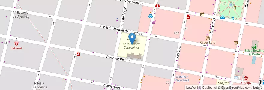 Mapa de ubicacion de Colegio de los Padres Capuchinos en Argentinien, Provinz Entre Ríos, Departamento Concordia, Distrito Suburbios, Concordia, Concordia.