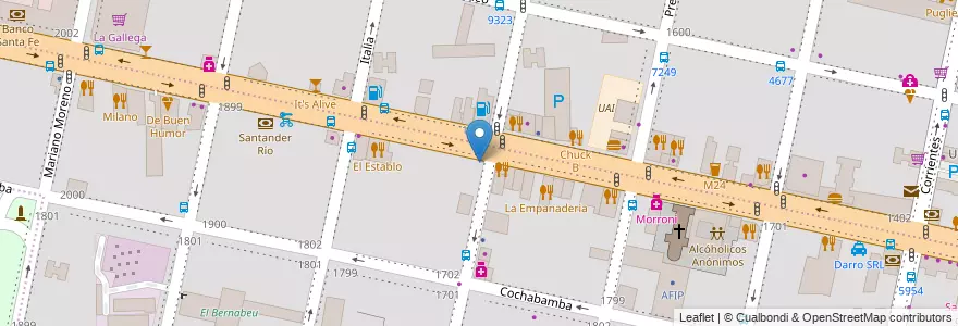 Mapa de ubicacion de Colegio de Médicos en アルゼンチン, サンタフェ州, Departamento Rosario, Municipio De Rosario, ロサリオ.