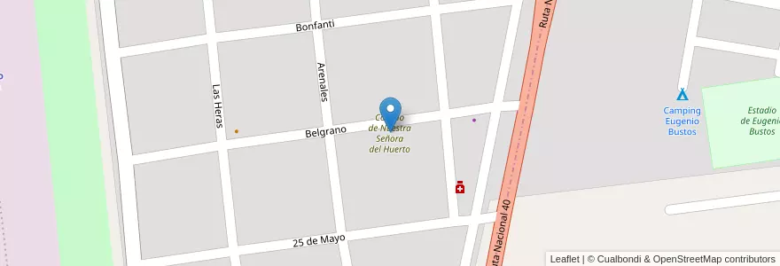 Mapa de ubicacion de Colegio de Nuestra Señora del Huerto en Argentina, Chile, Mendoza, Departamento San Carlos, Distrito Eugenio Bustos.