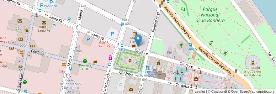 Mapa de ubicacion de Colegio de Profesionales de la Ingeniería Civil en 阿根廷, Santa Fe, Departamento Rosario, Municipio De Rosario, 罗萨里奥.