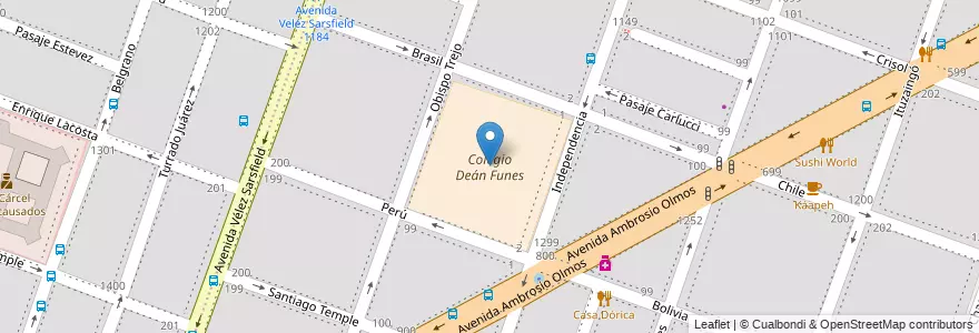 Mapa de ubicacion de Colegio Deán Funes en アルゼンチン, コルドバ州, Departamento Capital, Pedanía Capital, Córdoba, Municipio De Córdoba.