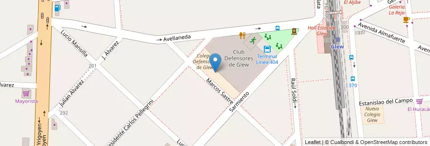 Mapa de ubicacion de Colegio Defensores de Glew en 阿根廷, 布宜诺斯艾利斯省, Partido De Almirante Brown, Glew.