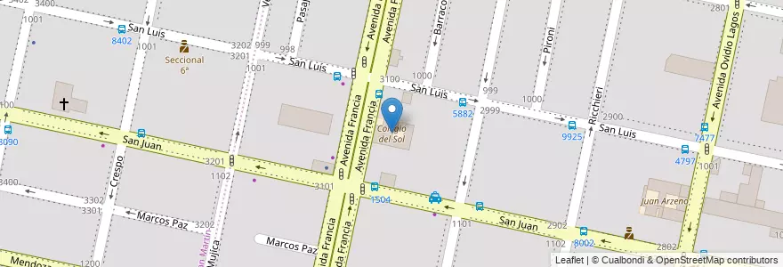 Mapa de ubicacion de Colegio del Sol en الأرجنتين, سانتا في, Departamento Rosario, Municipio De Rosario, روساريو.