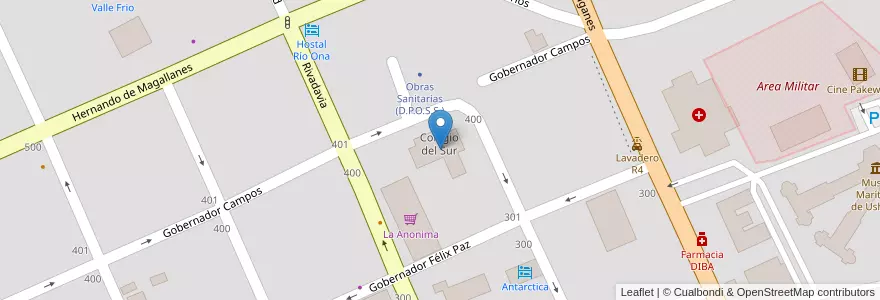 Mapa de ubicacion de Colegio del Sur en Argentinien, Departamento Ushuaia, Chile, Feuerland, Ushuaia.