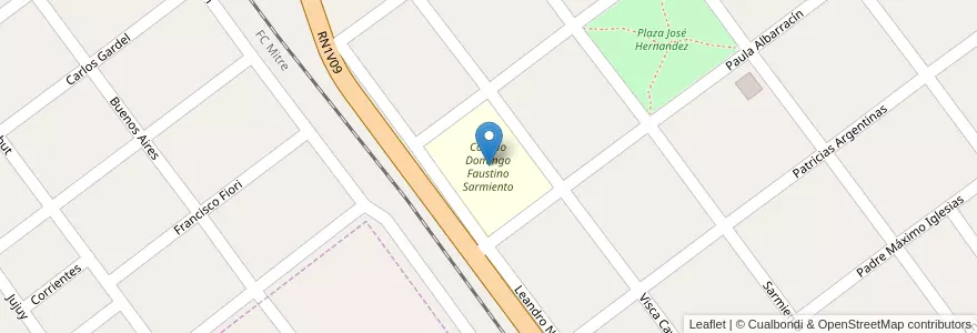 Mapa de ubicacion de Colegio Domingo Faustino Sarmiento en Arjantin, Córdoba, Departamento Tercero Arriba, Pedanía Zorros, Municipio De Oliva, Oliva.