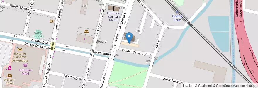 Mapa de ubicacion de Colegio Domingo Savio en アルゼンチン, チリ, メンドーサ州, Godoy Cruz, Departamento Godoy Cruz, Distrito Ciudad De Godoy Cruz.