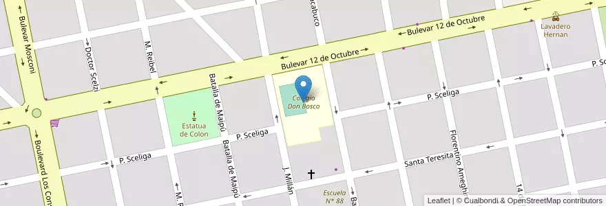Mapa de ubicacion de Colegio Don Bosco en Argentina, Entre Ríos, Departamento Uruguay, Distrito Molino, Concepción Del Uruguay.