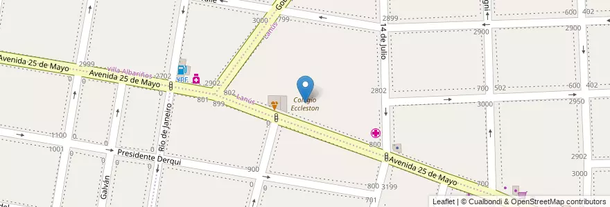 Mapa de ubicacion de Colegio Eccleston en Arjantin, Buenos Aires, Partido De Lanús, Lanús Oeste.
