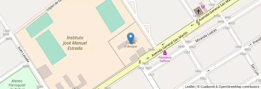 Mapa de ubicacion de Colegio El Bosque en アルゼンチン, ブエノスアイレス州, Partido De Almirante Brown, Rafael Calzada.