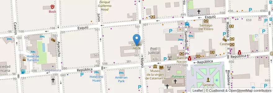 Mapa de ubicacion de Colegio FASTA en Arjantin, Catamarca, Departamento Capital, Municipio De San Fernando Del Valle De Catamarca, San Fernando Del Valle De Catamarca.