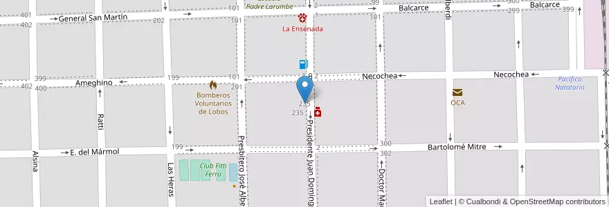 Mapa de ubicacion de Colegio F.A.S.T.A.  Niño Jesús en 아르헨티나, 부에노스아이레스주, Partido De Lobos, Lobos.