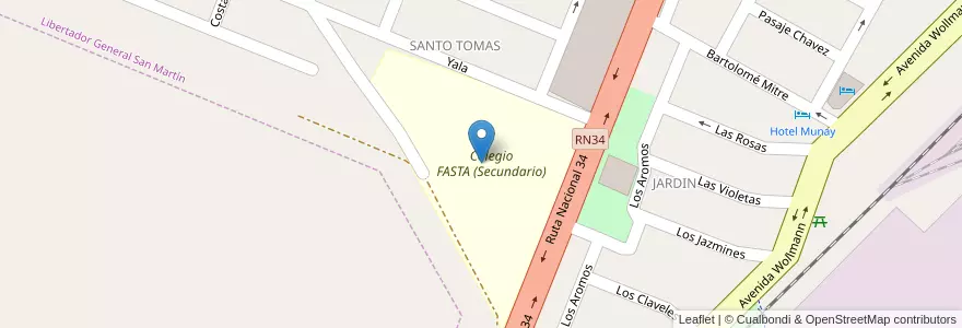 Mapa de ubicacion de Colegio FASTA (Secundario) en アルゼンチン, フフイ州, Departamento Ledesma, Municipio De Libertador General San Martín, Libertador General San Martín.