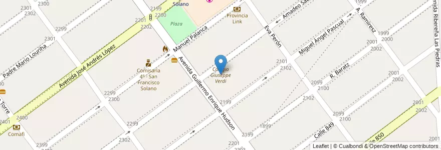 Mapa de ubicacion de Colegio Giuseppe Verdi en Argentina, Buenos Aires, Partido De Quilmes, San Francisco Solano.