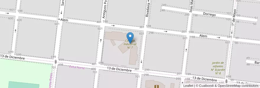 Mapa de ubicacion de Colegio Industrial Nº 7 en Argentinien, Chile, Provinz Santa Cruz, Las Heras, Deseado, Las Heras.