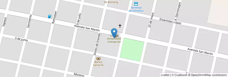 Mapa de ubicacion de Colegio Inmaculada Concepción en Аргентина, Санта-Фе, Departamento San Javier, Municipio De Romang.