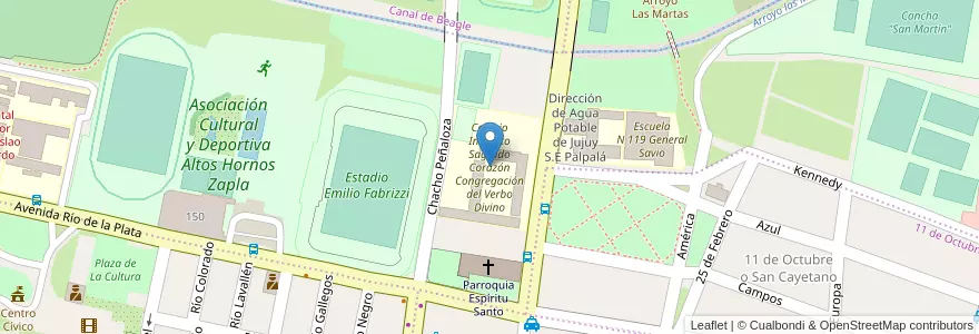 Mapa de ubicacion de Colegio Instituto Sagrado Corazón Congregación del Verbo Divino en Argentine, Jujuy, Departamento Palpalá, Municipio De Palpalá.