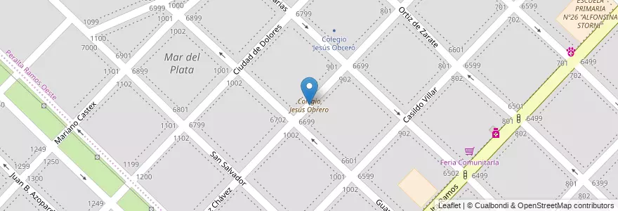 Mapa de ubicacion de Colegio Jesús Obrero en الأرجنتين, بوينس آيرس, Partido De General Pueyrredón, مار ديل بلاتا.