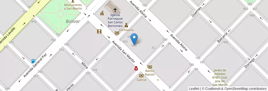 Mapa de ubicacion de Colegio Jesús Sacramentado en الأرجنتين, بوينس آيرس, Partido De Bolívar, Bolívar.