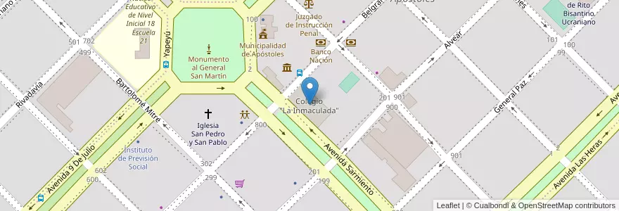 Mapa de ubicacion de Colegio "La Inmaculada" en 아르헨티나, Misiones, Departamento Apóstoles, Municipio De Apóstoles, Apóstoles.