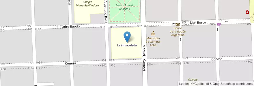 Mapa de ubicacion de Colegio La Inmaculada en Argentina, La Pampa, Municipio De General Acha, Departamento Utracán, General Acha.