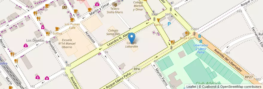 Mapa de ubicacion de Colegio Labardén en Argentinië, Buenos Aires, Partido De San Isidro, San Isidro.