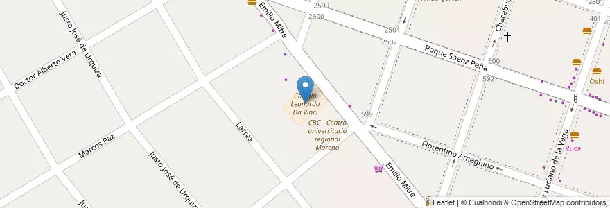 Mapa de ubicacion de Colegio Leonardo Da Vinci en 阿根廷, 布宜诺斯艾利斯省, Partido De Moreno, Moreno.