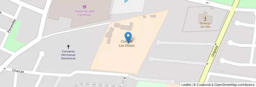 Mapa de ubicacion de Colegio Los Olivos en Argentine, Chili, Mendoza, Departamento Guaymallén, Distrito Villa Nueva.