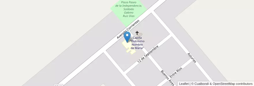 Mapa de ubicacion de Colegio Madre Teresa de Calcuta en アルゼンチン, コリエンテス州, Departamento San Roque, Municipio De Colonia Pando.