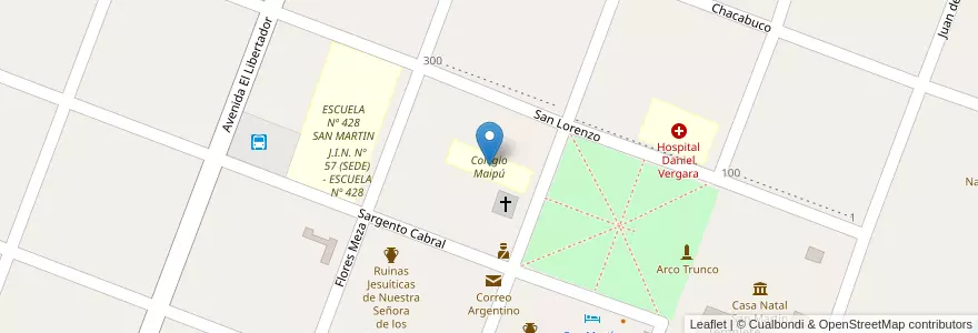 Mapa de ubicacion de Colegio Maipú en アルゼンチン, コリエンテス州, Departamento San Martín, Municipio De Yapeyú.