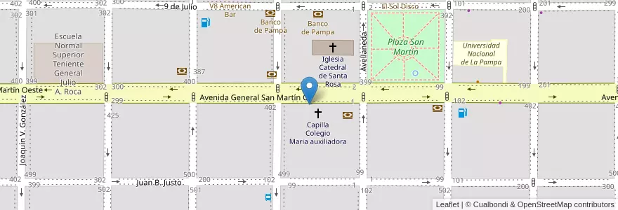 Mapa de ubicacion de Colegio María Auxiliadora en アルゼンチン, ラ・パンパ州, Municipio De Santa Rosa, Departamento Capital, Santa Rosa.