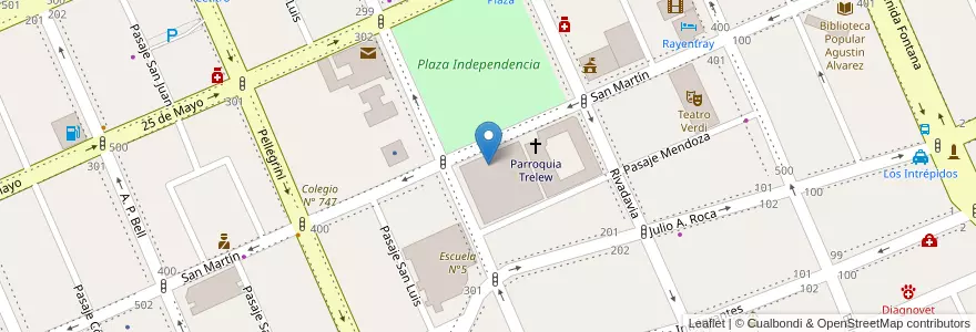 Mapa de ubicacion de Colegio María Auxiliadora en الأرجنتين, شوبوت, Trelew, Departamento Rawson.