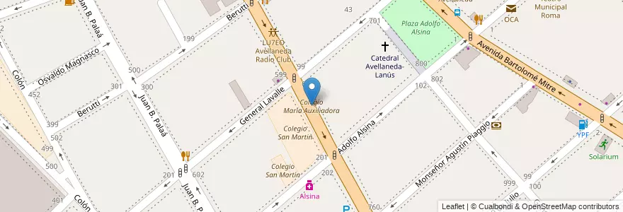 Mapa de ubicacion de Colegio María Auxiliadora en アルゼンチン, ブエノスアイレス州, Partido De Avellaneda, Avellaneda.