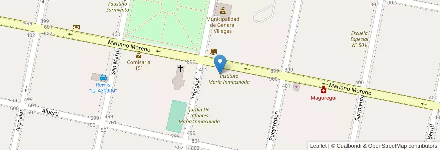 Mapa de ubicacion de Colegio Maria Inmaculada en Argentinië, Buenos Aires, Partido De General Villegas.