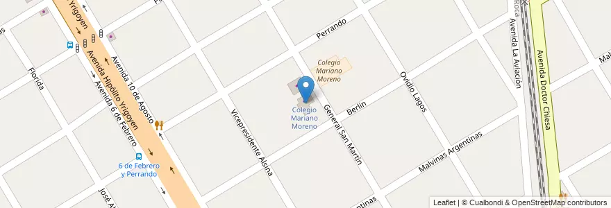 Mapa de ubicacion de Colegio Mariano Moreno en アルゼンチン, ブエノスアイレス州, Partido De Almirante Brown, Longchamps.