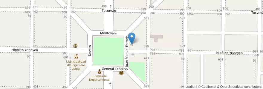Mapa de ubicacion de Colegio Mariano Moreno en 阿根廷, La Pampa, Departamento Realicó, Municipio De Ingeniero Luiggi.