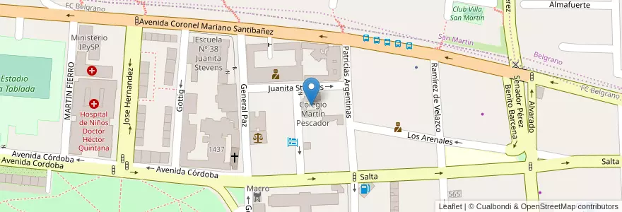 Mapa de ubicacion de Colegio Martín Pescador en Argentinien, Jujuy, Departamento Doctor Manuel Belgrano, Municipio De San Salvador De Jujuy.