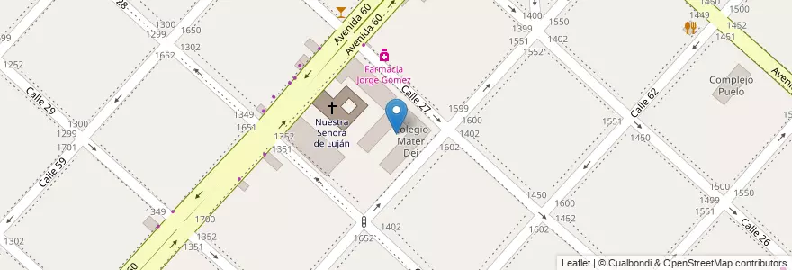 Mapa de ubicacion de Colegio Mater Dei, Casco Urbano en Argentinië, Buenos Aires, Partido De La Plata, La Plata.