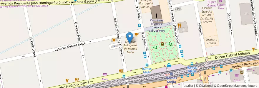 Mapa de ubicacion de Colegio Medalla Milagrosa de Ramos Mejía en Argentina, Provincia Di Buenos Aires, Partido De La Matanza, Ramos Mejía.