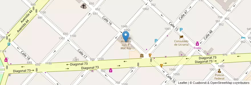 Mapa de ubicacion de Colegio Ministro Luis R. Mac Kay, Casco Urbano en الأرجنتين, بوينس آيرس, Partido De La Plata, لابلاتا.